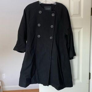 Black Club Monaco A-line Wool Coat - size Large